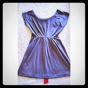 Sweet Gray Mini Dress w/ Red Tie